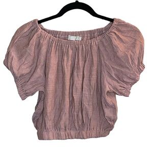 Sorrento_Peasant Crop Top_Brown_Size Small